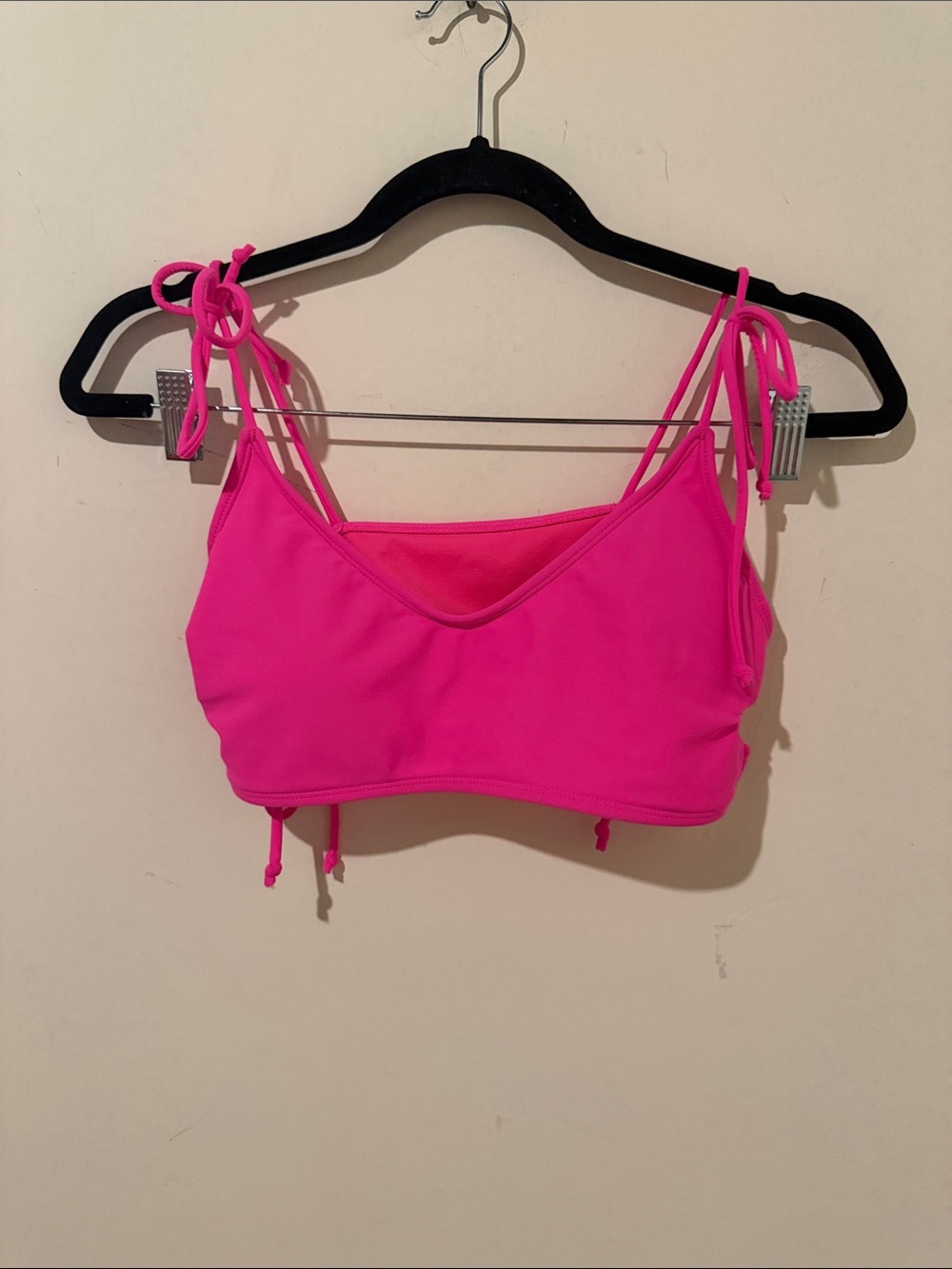Hot Pink Tie-Strap Bikini Top